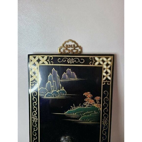 Vintage Japanese Shibayama Gilt Artwork Geisha Lady Inlaid Lacquered Wall Panel - Picture 3 of 6